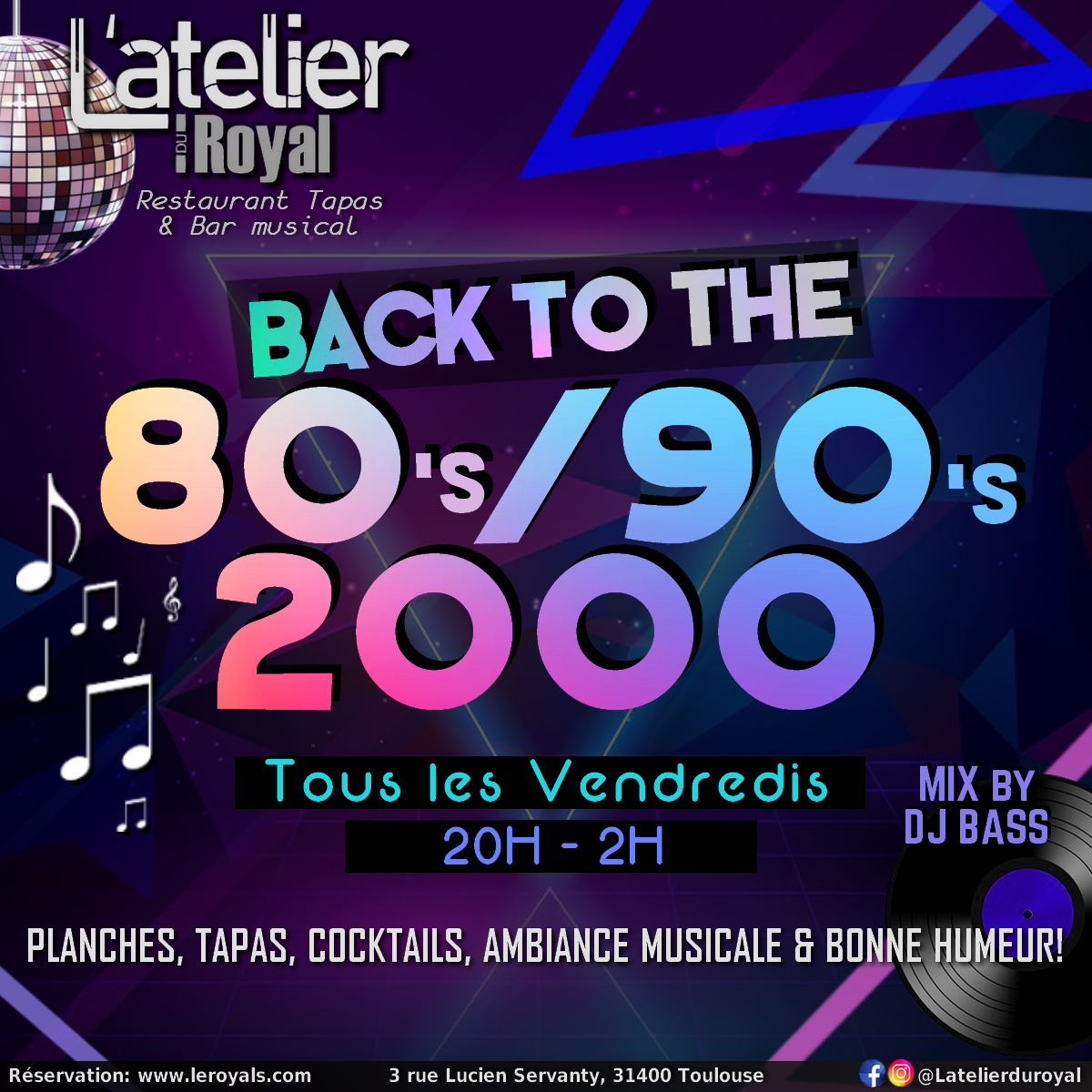 Back to the annees 80 90 2000 soiree toulouse restaurant bar groupe tapas